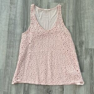 Gap lined lace front baby pink tank size S EUC